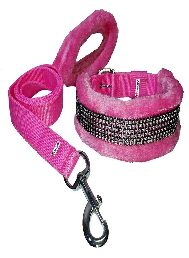 Cavalry's Adjustable Pink Fur Collar & Leash for M & Large Size - Image 1